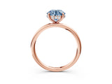 Rose gold Fancy Blue Round  Solitaire Diamond Ring with a Classic Band and Four-Prong Setting 4