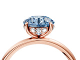 Rose gold Fancy Blue Round  Solitaire Diamond Ring with a Classic Band and Four-Prong Setting 5