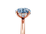 Rose gold Fancy Blue Round  Solitaire Diamond Ring with a Classic Band and Four-Prong Setting