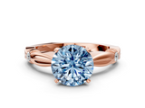 Rose gold Fancy Blue Round  Solitaire Diamond Twisted Band with Four-Prong Setting_42