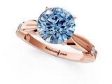 Rose gold Fancy Blue Round  Solitaire Diamond Twisted Band with Four-Prong Setting_43