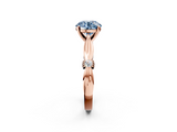 Rose gold Fancy Blue Round  Solitaire Diamond Twisted Band with Four-Prong Setting_44