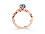 Rose gold Fancy Blue Round  Solitaire Diamond Twisted Band with Four-Prong Setting_45