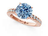 Rose gold Fancy Blue Round  Solitaire Diamond with Pavé Band and Four-Prong Setting_69
