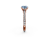Rose gold Fancy Blue Round  Solitaire Diamond with Pavé Band and Four-Prong Setting_70