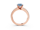 Rose gold Fancy Blue Round  Solitaire Diamond with Pavé Band and Four-Prong Setting_71