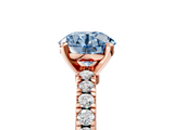 Rose gold Fancy Blue Round  Solitaire Diamond with Pavé Band and Four-Prong Setting_73
