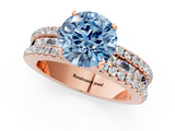 Rose gold Fancy Blue Round  Solitaire Diamond with Pave and Channel Set Band_85