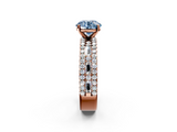 Rose gold Fancy Blue Round  Solitaire Diamond with Pave and Channel Set Band_86