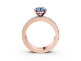 Rose gold Fancy Blue Round  Solitaire Diamond with Pave and Channel Set Band_87