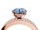Rose gold Fancy Blue Round  Solitaire Diamond with Pave and Channel Set Band_88
