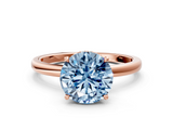 Rose gold Fancy Blue Round  Solitaire Engagement Ring with Cathedral Band and Four-Prong Setting_21