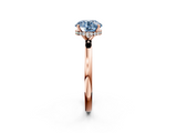 Rose gold Fancy Blue Round  Solitaire Engagement Ring with Cathedral Band and Four-Prong Setting_23