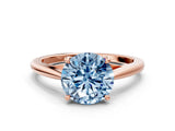 Rose gold Fancy Blue Round  Solitaire Engagement Ring with Four-Prong Setting and Classic Band 1