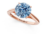 Rose gold Fancy Blue Round  Solitaire Engagement Ring with Four-Prong Setting and Classic Band 2