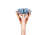 Rose gold Fancy Blue Round  Solitaire Engagement Ring with Four-Prong Setting and Classic Band