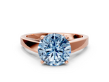 Rose gold Fancy Blue Round  Solitaire Engagement Ring with Four-Prong Setting and Tapered Band_3