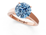Rose gold Fancy Blue Round  Solitaire Engagement Ring with Four-Prong Setting and Tapered Band_4