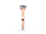 Rose gold Fancy Blue Round  Solitaire Engagement Ring with Four-Prong Setting and Tapered Band_5