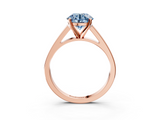Rose gold Fancy Blue Round  Solitaire Engagement Ring with Four-Prong Setting and Tapered Band_6