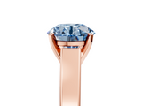 Rose gold Fancy Blue Round  Solitaire Engagement Ring with Four-Prong Setting and Tapered Band_8