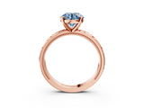 Rose gold Fancy Blue Round  Solitaire Engagement Ring with Scrollwork Band and Four-Prong Setting_133