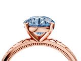Rose gold Fancy Blue Round  Solitaire Engagement Ring with Scrollwork Band and Four-Prong Setting_134