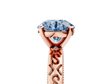 Rose gold Fancy Blue Round  Solitaire Engagement Ring with Scrollwork Band and Four-Prong Setting_135