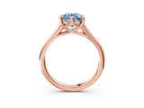 Rose gold Fancy Blue Round  Solitaire Engagement Ring with Six-Prong Setting and Classic Band 3