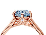 Rose gold Fancy Blue Round  Solitaire Engagement Ring with Six-Prong Setting and Classic Band 4