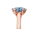 Rose gold Fancy Blue Round  Solitaire Engagement Ring with Six-Prong Setting and Classic Band 5
