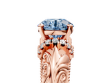 Rose gold Fancy Blue Round  Solitaire Filigree Engagement Ring with Halo and Prong Setting_73