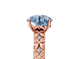 Rose gold Fancy Blue Round  Solitaire Floral Milgrain Engagement Ring_41
