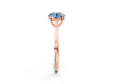 Rose gold Fancy Blue Round  Solitaire Heart Prong Engagement Ring with Tapered Band_57