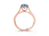 Rose gold Fancy Blue Round  Solitaire Heart Prong Engagement Ring with Tapered Band_58