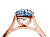 Rose gold Fancy Blue Round  Solitaire Heart Prong Engagement Ring with Tapered Band_59