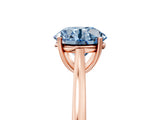Rose gold Fancy Blue Round  Solitaire Heart Prong Engagement Ring with Tapered Band_60