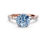 Rose gold Fancy Blue Round  Solitaire Marquise Side Stone Prong Setting Ring_42