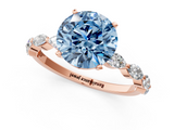 Rose gold Fancy Blue Round  Solitaire Marquise Side Stone Prong Setting Ring_43