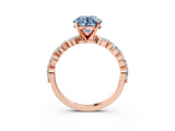 Rose gold Fancy Blue Round  Solitaire Marquise Side Stone Prong Setting Ring_45