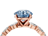 Rose gold Fancy Blue Round  Solitaire Marquise Side Stone Prong Setting Ring_46