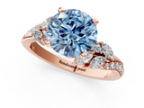 Rose gold Fancy Blue Round  Solitaire Marquise Twist Band with Six-Prong Setting_66