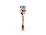 Rose gold Fancy Blue Round  Solitaire Marquise Twist Band with Six-Prong Setting_67