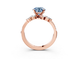 Rose gold Fancy Blue Round  Solitaire Marquise Twist Band with Six-Prong Setting_68