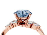 Rose gold Fancy Blue Round  Solitaire Marquise Twist Band with Six-Prong Setting_69