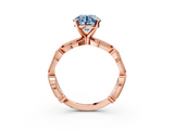 Rose gold Fancy Blue Round  Solitaire Milgrain Diamond Engagement Ring with Bezel and Marquise Band_129