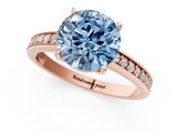 Rose gold Fancy Blue Round  Solitaire Pavé Band Prong Setting Ring_21