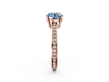 Rose gold Fancy Blue Round  Solitaire Pavé Band Prong Setting Ring_22
