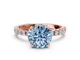 Rose gold Fancy Blue Round  Solitaire Pavé Band with Four-Prong Setting_157