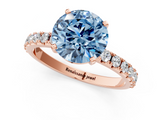 Rose gold Fancy Blue Round  Solitaire Pavé Band with Four-Prong Setting_158